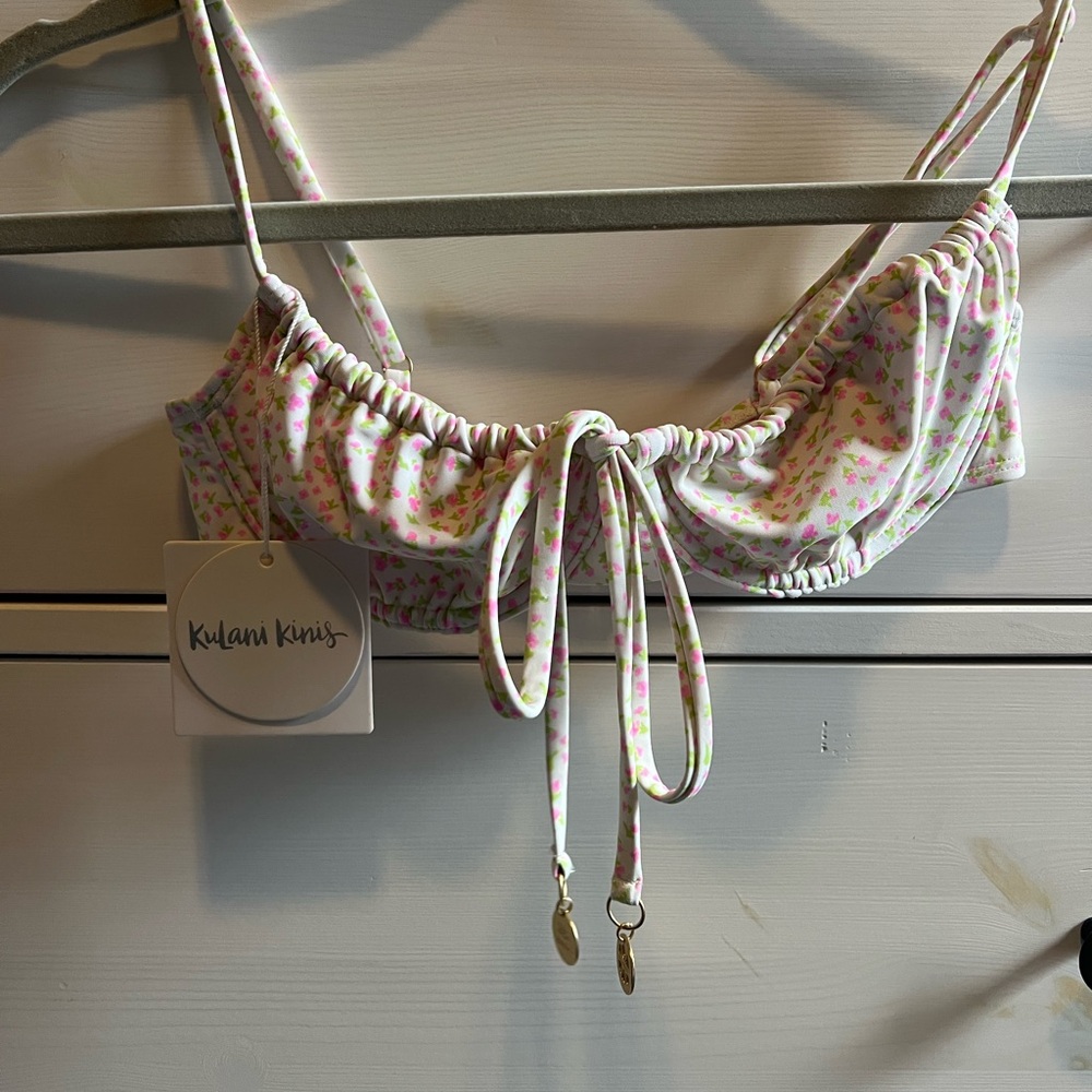 Kulani Kinis Pink and Green Floral Bikini Top